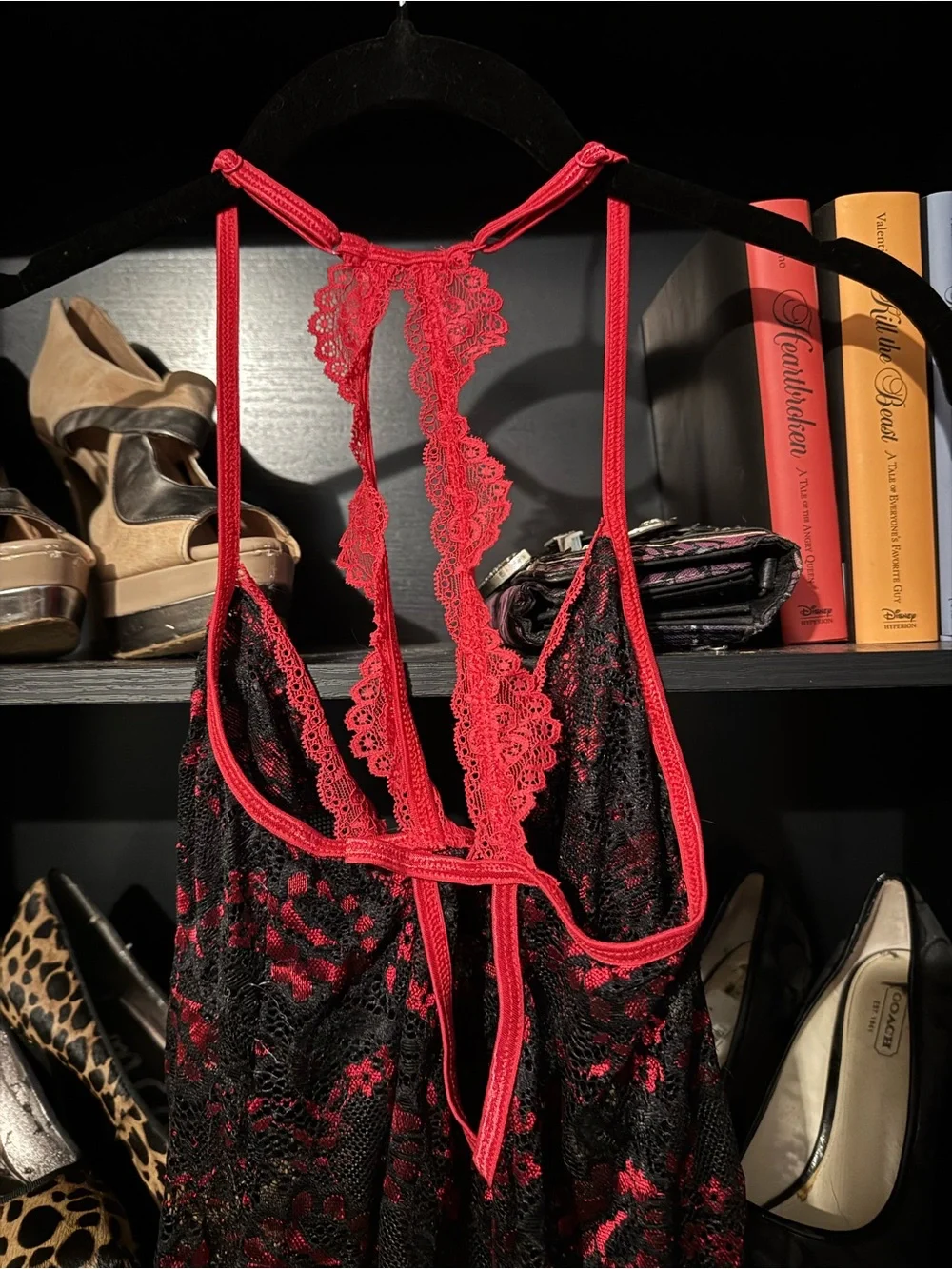 Secret Treasures Red & Black Lace Chemise